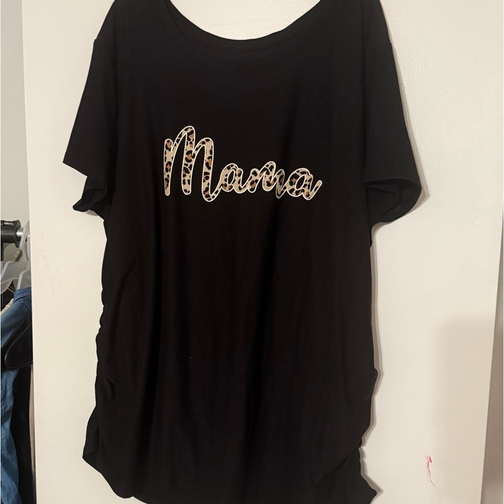 Time and True maternity mama tee black with cheetah print size xxl